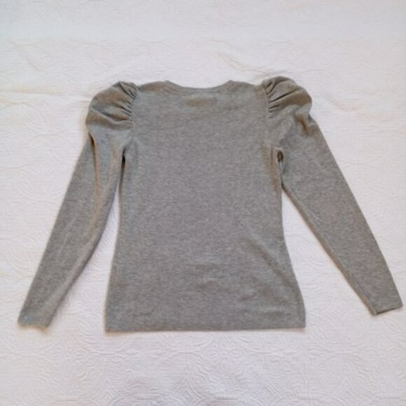 Set Gray Puff Sleeve Sweater & Ann Taylor LOFT Black Silk Cardigan Womens - Picture 8 of 16